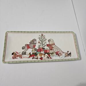Pier 1 Park Ave Puppies Christmas Morning Pups Serving Platter Rectangular 14"